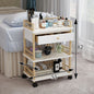 Modern salon furniture with solid wood trolley and storage rack, ideal for beauty salons and barber shops.