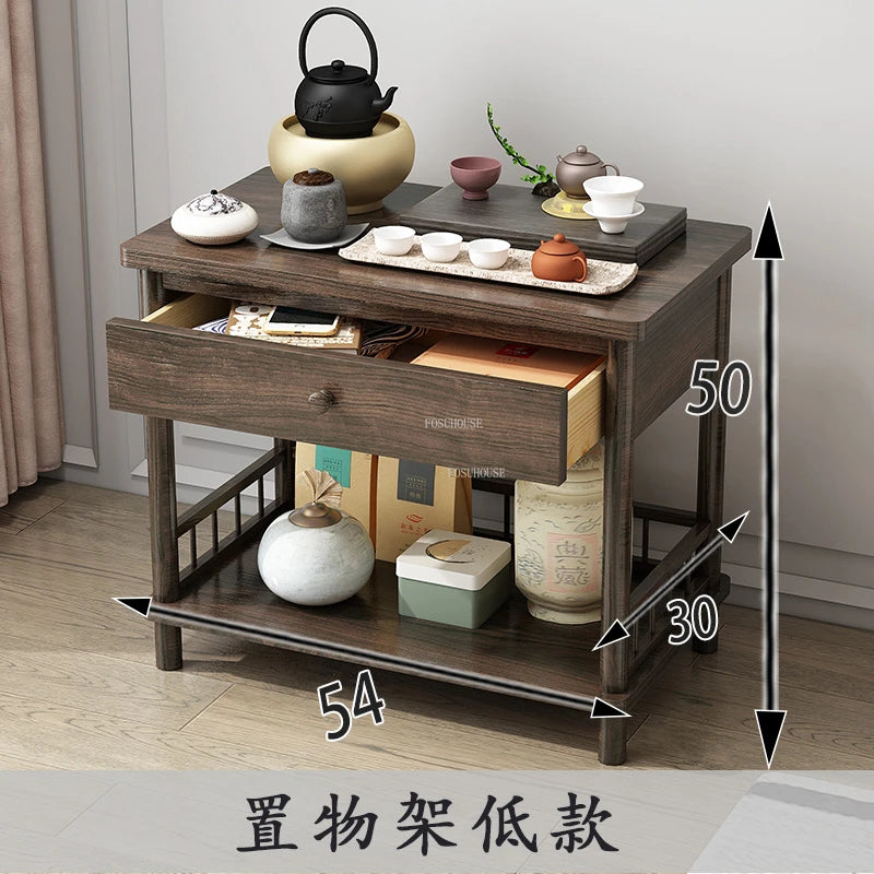 Modern solid wood salon trolley with multiple shelves, mobile design, ideal for beauty salons and barber shops, for tool storage.