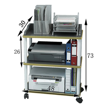 Modern solid wood salon trolley with multiple shelves, mobile design, and storage for beauty salon or barber shop tools.