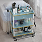 Modern solid wood salon trolley with multiple shelves, designed for beauty salons and barber shops, mobile and easy to move.