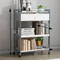 Modern solid wood salon trolley with multiple shelves, mobile design, ideal for beauty salons and barber shops for tool storage.