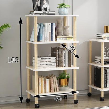 Modern solid wood salon trolley with multiple storage compartments, mobile design, ideal for beauty salons and barber shops.