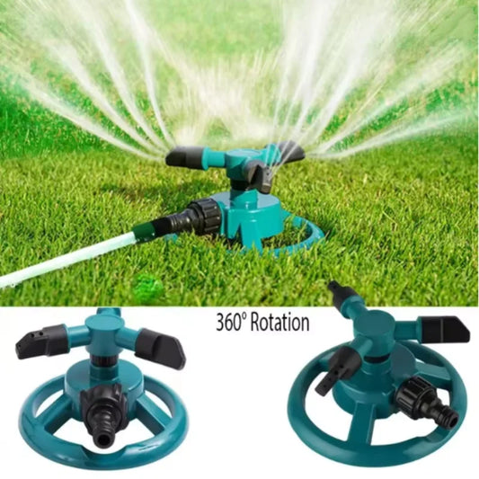 360-degree automatic rotating sprinkler nozzle for garden watering and irrigation, suitable for lawn and garden irrigation.