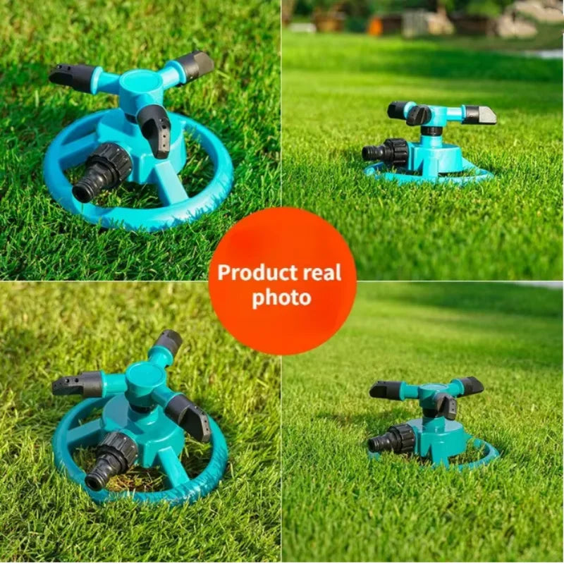 360-degree automatic rotating sprinkler nozzle for garden watering, ideal for lawn irrigation and irrigation supplies.