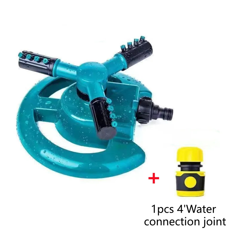 360-degree automatic rotating sprinkler nozzle from BackupMyFilesNow.com, watering garden lawns with even water spray.