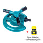 360-degree automatic rotating sprinkler nozzle from BackupMyFilesNow.com, watering garden lawns with even water spray.