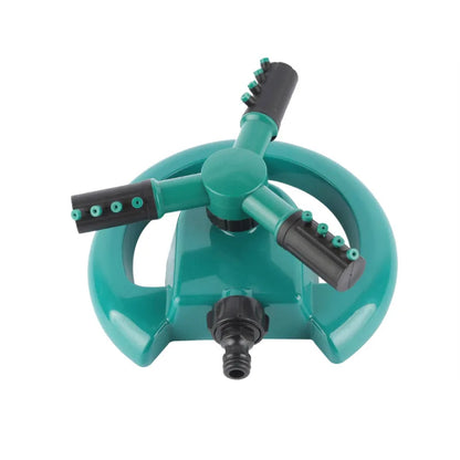360-degree automatic rotating sprinkler nozzle for lawn watering, ideal for garden irrigation and automatic water spray.