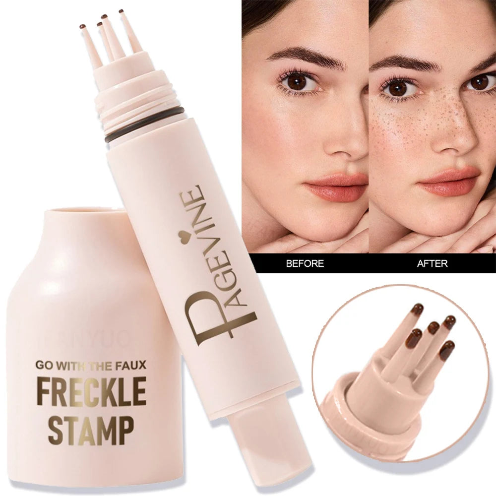 Dark 5-point Freckle Stamp Pen by BACKUPMYFILESNOW.COM® for creating natural-looking freckles DIY makeup tool