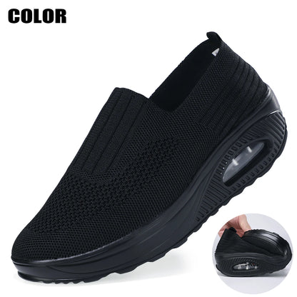 Dark blue women’s fashion vulcanized sneakers with platform sole, flat casual walking shoes, breathable and solid color.