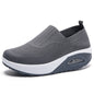 Dark blue women's vulcanized sneakers with platform soles, casual breathable flat shoes for walking and summer fashion.