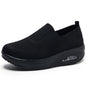 Dark blue women's vulcanized sneakers with platform sole, casual flat design, breathable material, ideal for walking and summer fashion.