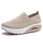 Dark blue women's vulcanized sneakers with platform soles, casual breathable flat shoes for walking and summer fashion.