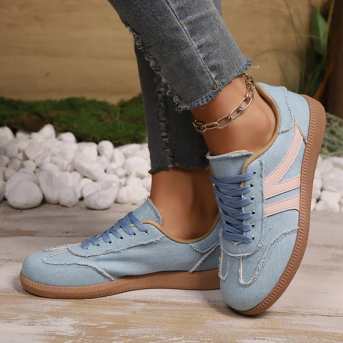 Dark blue women’s ballet sneakers with soft soles, anti-skid design, comfortable flats for casual daily walking, designer footwear.
