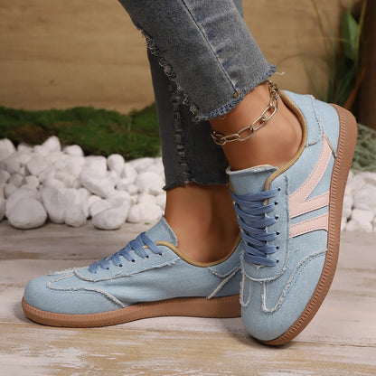 Dark blue women’s ballet sneakers with soft soles, anti-skid design, comfortable flats for casual daily walking, designer footwear.