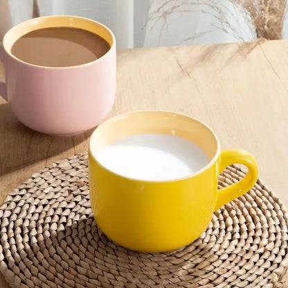 Dark blue ceramic 700ml coffee mug with large capacity for breakfast, oatmeal, milk tea, and instant noodles, ideal as a novelty gift.