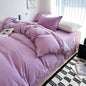 Dark blue king-size solid cotton bedding set with duvet cover and pillowcases, perfect for single, couple, or double beds.