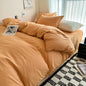 Dark blue solid cotton bedding set with duvet cover and pillowcases in king size, perfect for single, double, or queen beds.