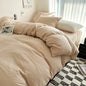 Dark blue solid cotton bed linen set with duvet cover and pillowcases, suitable for king, queen, double, or twin beds.