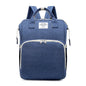 Dark blue large-capacity mommy bag by BackupMyFilesNow.com with multiple compartments and a spacious interior for essentials.
