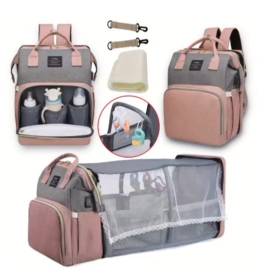 Dark blue large-capacity mommy bag by BackupMyFilesNow.com with multiple compartments and sturdy handles for everyday use.