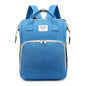 Dark blue large-capacity mommy bag by BackupMyFilesNow.com with multiple compartments and adjustable straps, designed for parent needs.