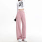 Dark blue high waist denim jeans for women, straight-leg, baggy fit, Korean style, from BackupMyFilesNow.com