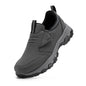 Dark gray men's slip-on loafers by BackupMyFilesNow.com, lightweight business casual shoes with arch support and all-day comfort.