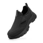 Dark gray men's slip-on loafers by BackupMyFilesNow.com, lightweight business casual shoes with arch support for all-day comfort.