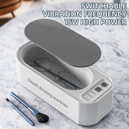 Dark green Super Clean ultrasonic glasses cleaning machine with digital timer, high-frequency ultrasound for jewelry and glasses cleaning