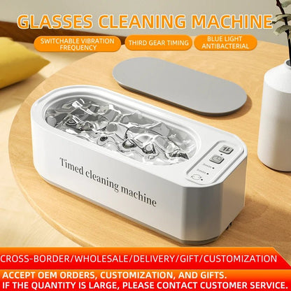 Dark green BACKUPMYFILESNOW® Super Clean 250mAh ultrasonic glasses and jewelry cleaning machine with timed ultrasound cleaning.