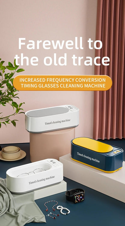 Dark green BACKUPMYFILESNOW® Super Clean 250mAh ultrasonic glasses and jewelry cleaner with timed ultrasonic cleaning function.