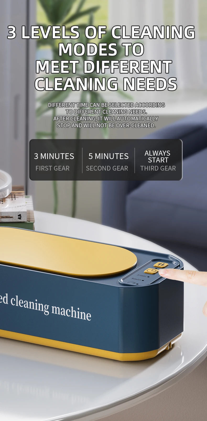 Dark green Super Clean ultrasonic glasses cleaning machine with digital timer, high-frequency ultrasonic cleaner for jewelry and glasses.