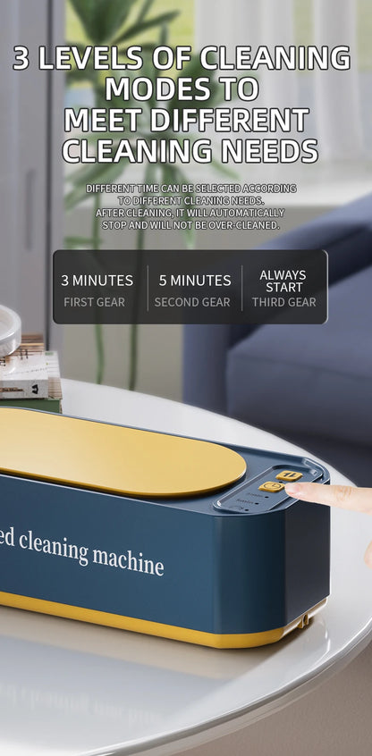 Dark green Super Clean ultrasonic glasses cleaning machine with digital timer, high-frequency ultrasonic cleaner for jewelry and glasses.