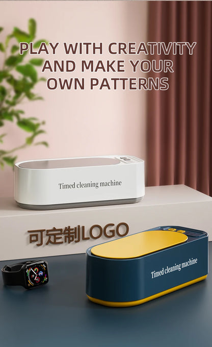 Dark green Super Clean ultrasonic glasses cleaning machine with digital timer, high-frequency ultrasonic cleaner for jewelry and eyewear.