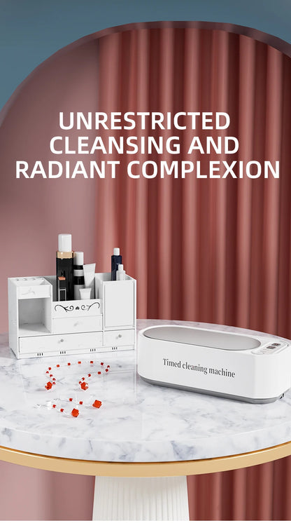 Dark green BACKUPMYFILESNOW® Super Clean 250mAh ultrasonic glasses and jewelry cleaning machine with timer and high-frequency ultrasonic technology.