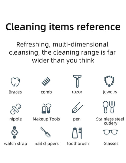 Dark green BACKUPMYFILESNOW® Super Clean ultrasonic glasses and jewelry cleaning machine with timer and high-frequency ultrasound.
