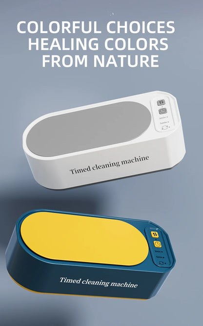Dark green Super Clean 250mAh ultrasonic glasses cleaning machine with digital timer, high-frequency ultrasonic cleaner for jewelry and glasses.