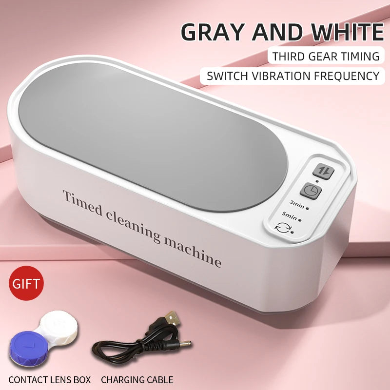Dark green Super Clean ultrasonic glasses cleaning machine with digital timer, high-frequency ultrasonic bath for jewelry and eyewear cleaning.