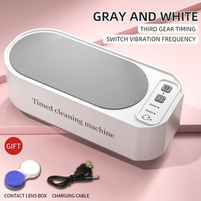 Dark green Super Clean ultrasonic glasses cleaning machine with digital timer, high-frequency ultrasonic bath for jewelry and eyewear cleaning.