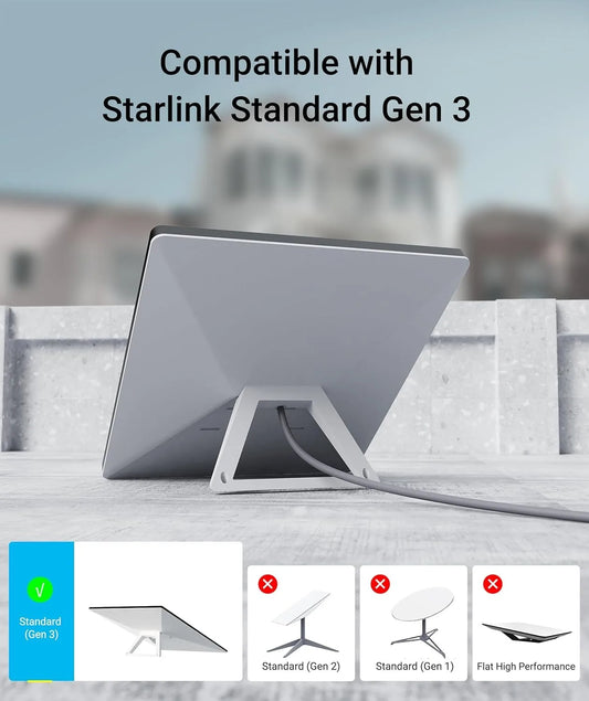 Starlink Gen 3 75FT waterproof outdoor Ethernet cable by BACKUPMYFILESNOW.COM®, gray with retainer for outdoor connectivity.