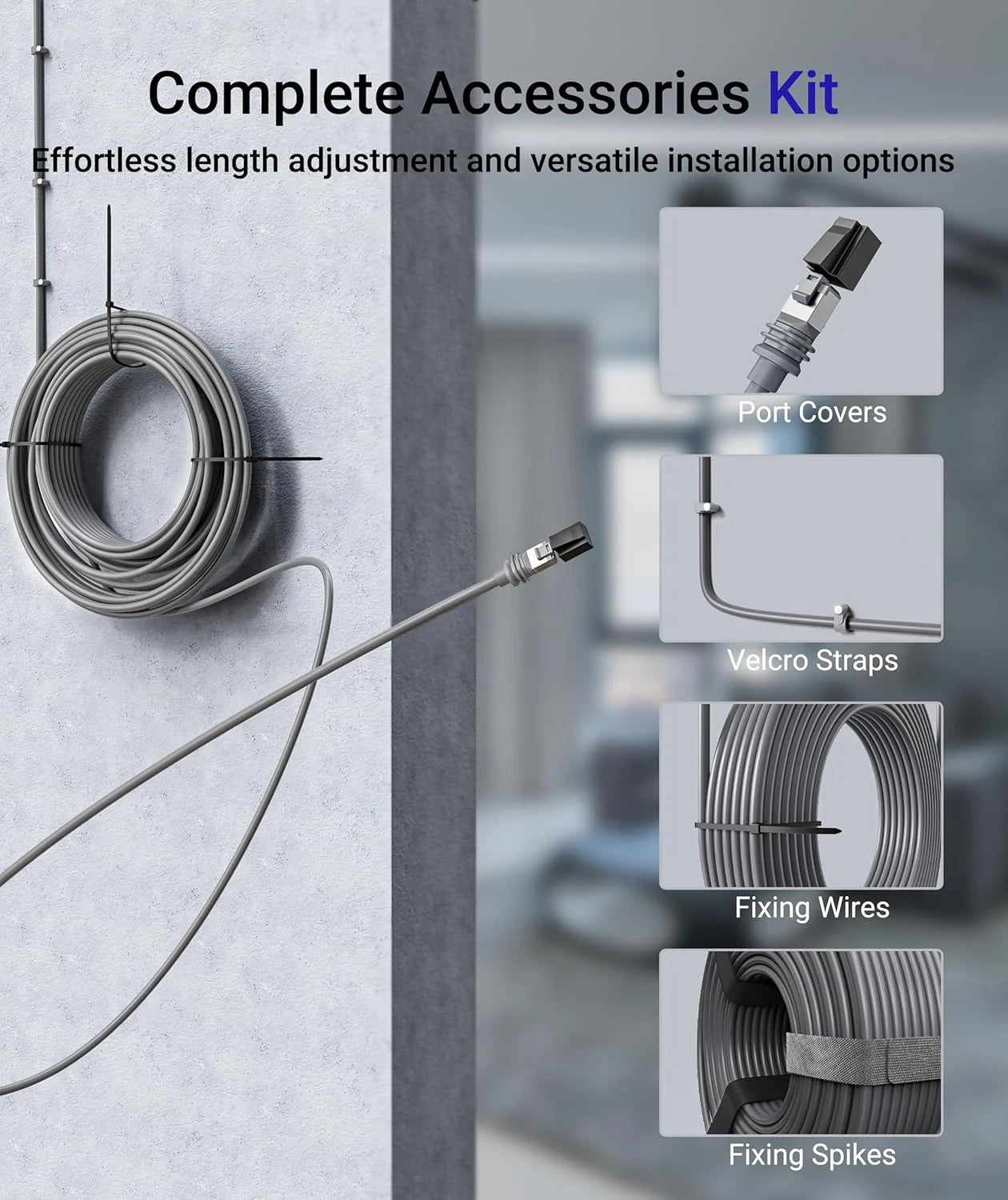 Starlink Gen 3 waterproof outdoor Ethernet cable by BACKUPMYFILESNOW.COM®, 75FT/23M gray cable with retainer for outdoor use.