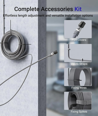 Starlink Gen 3 waterproof outdoor Ethernet cable in gray with retainer, 30m (100ft), from BACKUPMYFILESNOW.COM®