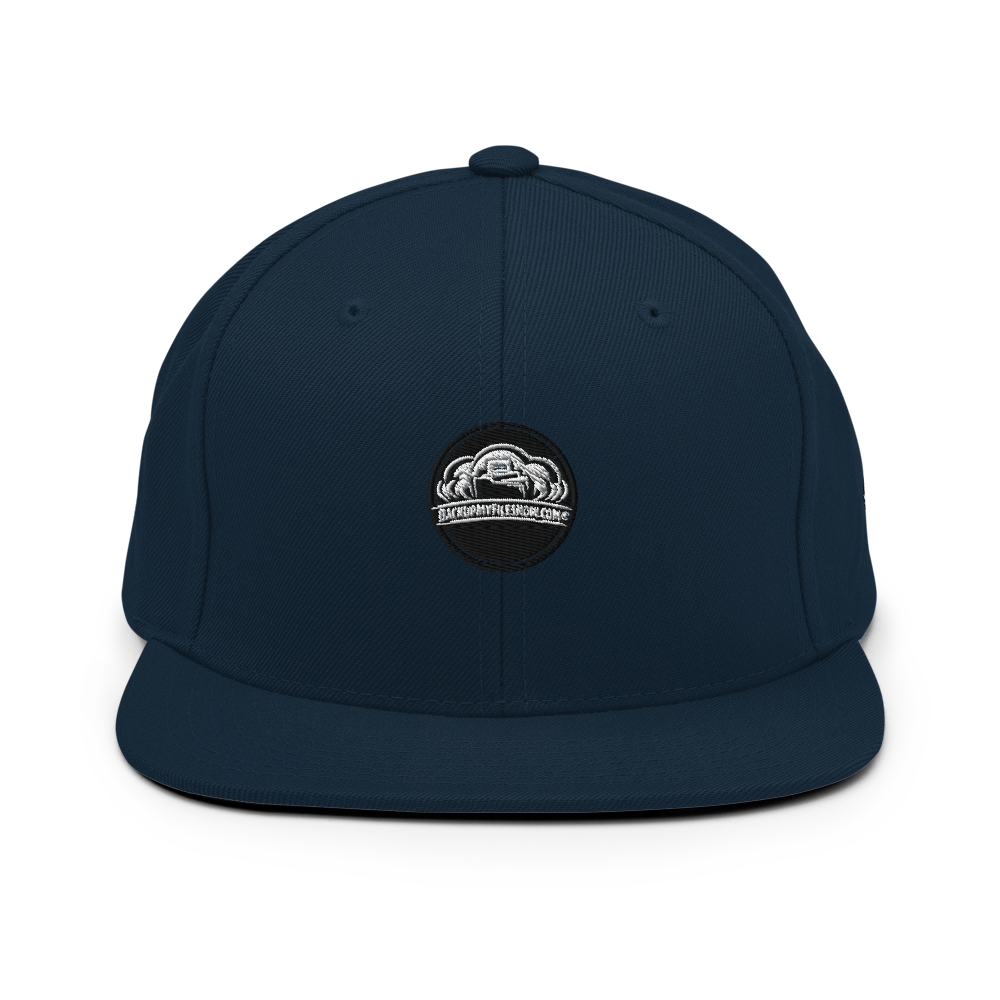 Dark navy Yupoong 6089M classic snapback cap with adjustable strap and embroidered front logo.