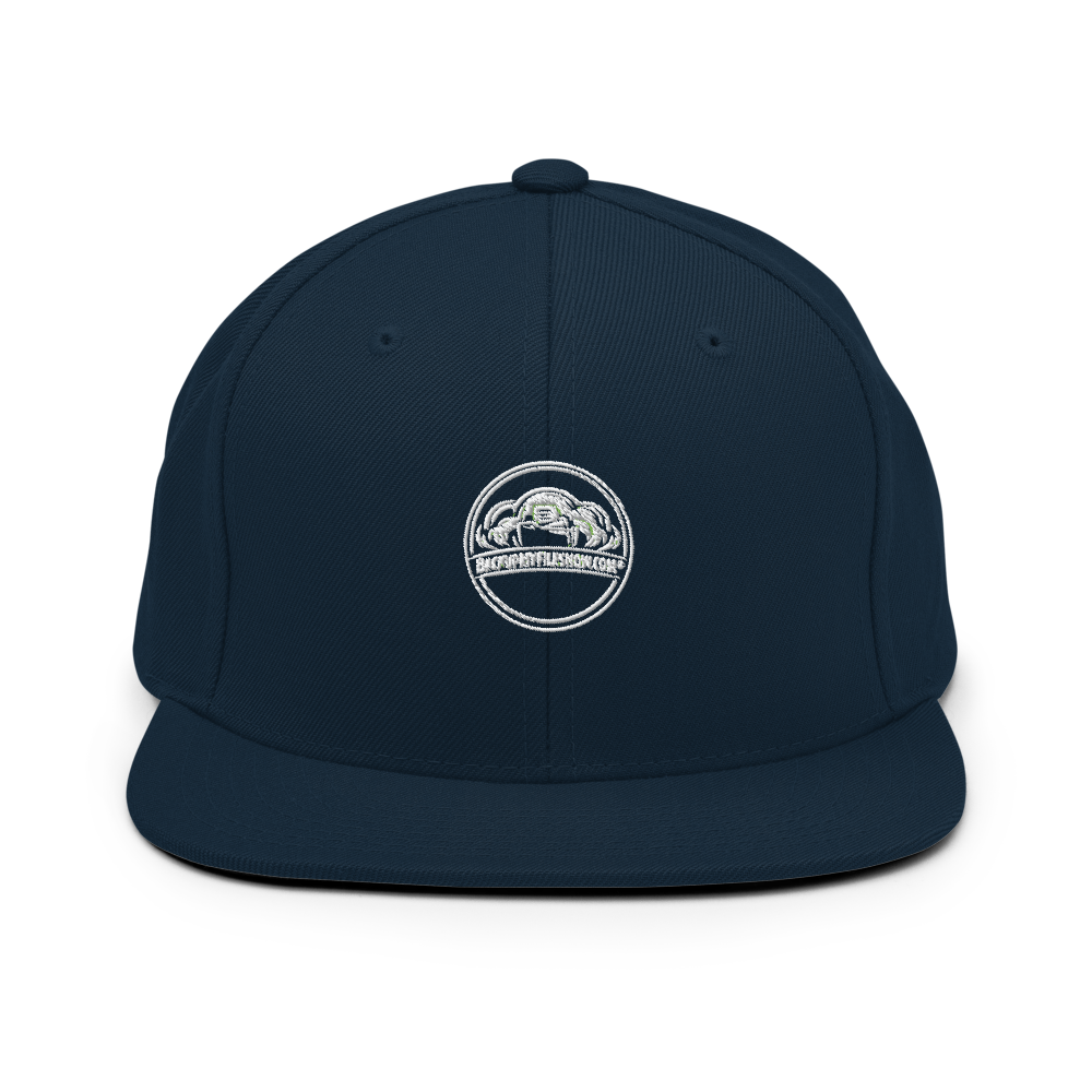 Dark navy Yupoong 6089M classic snapback cap with adjustable strap, featuring a structured six-panel design and flat brim.