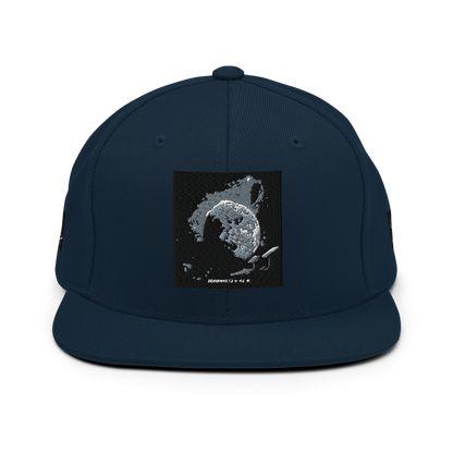 Dark navy Yupoong 6089M Classic Snapback cap with structured crown and flat bill, featuring adjustable strap.