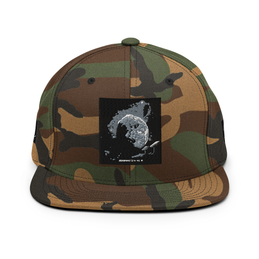Dark navy classic snapback hat by Yupoong 6089M with structured crown and flat brim, featuring a adjustable snap closure.
