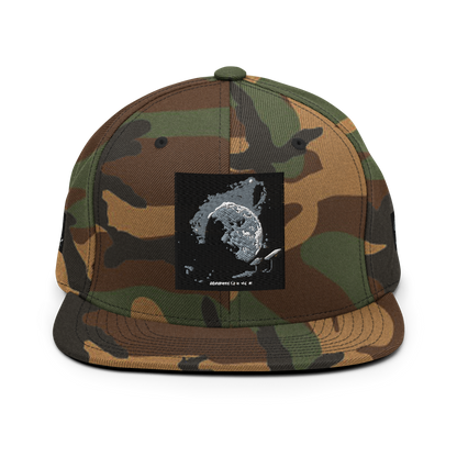 Dark navy classic snapback hat by Yupoong 6089M with structured crown and flat brim, featuring a adjustable snap closure.