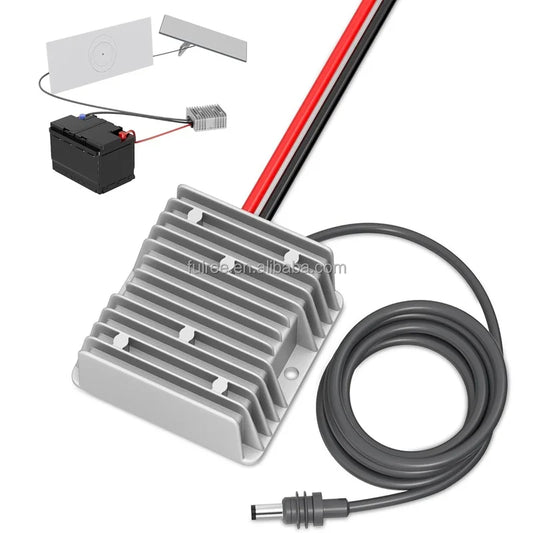 Waterproof outdoor off-grid internet power kit for Starlink on boat, marine yacht, with 12V to 57V DC power supply adapter.