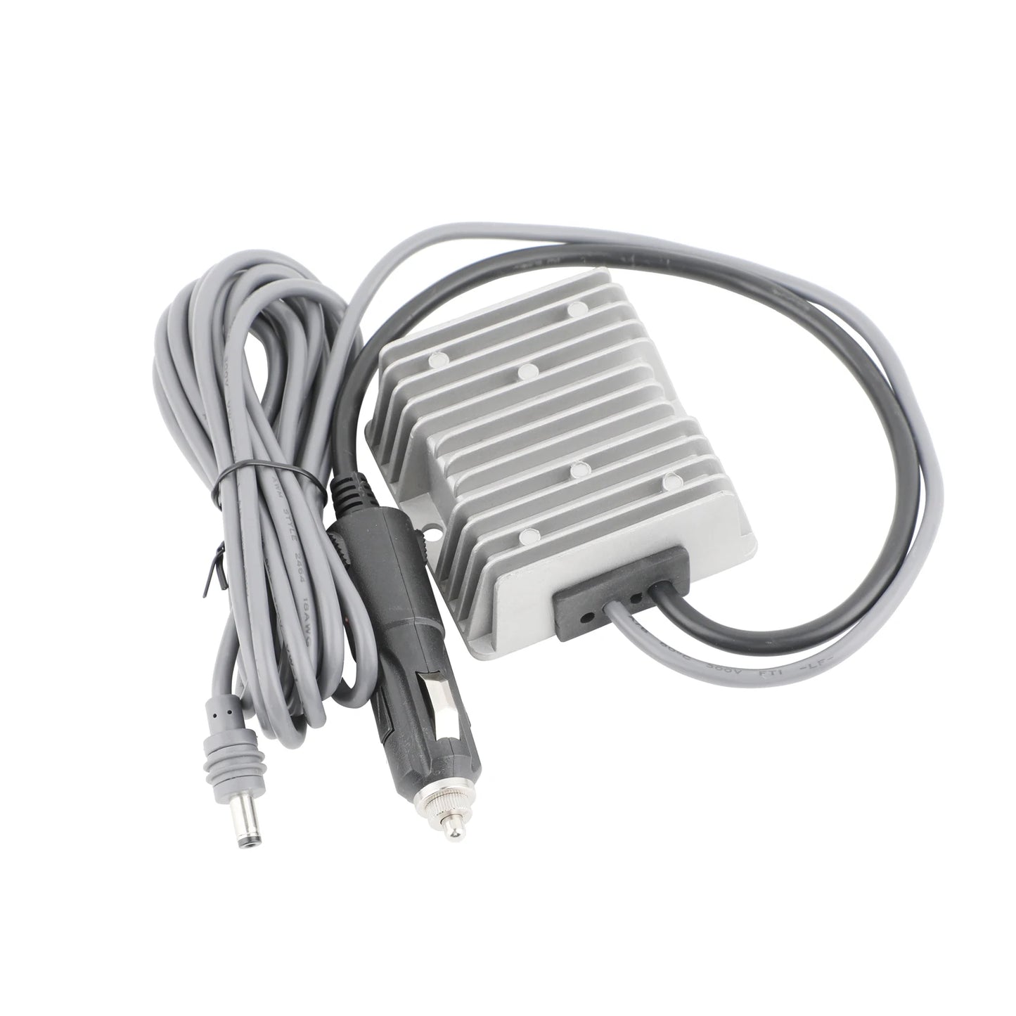 BackupMyFilesNow.com Starlink Gen3 Mini 12V-24V to 57V 4.5A waterproof DC power converter with aluminum alloy shell and male plug.