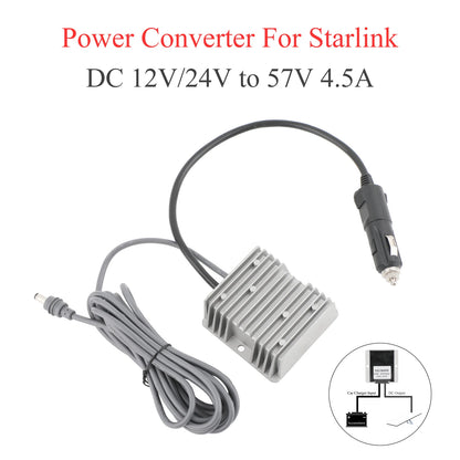 BackupMyFilesNow® Starlink Gen3 mini DC power converter, 12/24V to 57V, waterproof aluminum shell with DC male plug 5.5*2.1mm.
